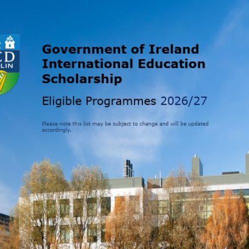 Government of Ireland International Education Scholarship at UCD (2026/27)
