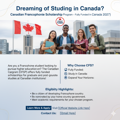 Canadian Francophonie Scholarship Program (CFSP) 2027 – Fully Funded Study in Canada