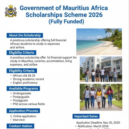 Government of Mauritius Africa Scholarships Scheme 2026 (Fully Funded)
